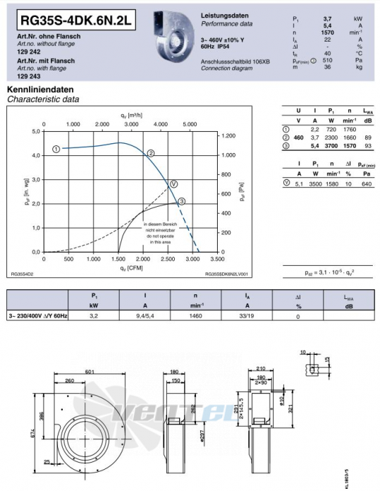 Ziehl-abegg RG35S-4DK.6N.2L центробежный одностороннего всасывания Ziehl-abegg RG35S-4DK.6N.2L центробежный одностороннего всасывания