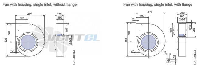 Ziehl-abegg RG28S-4EK.4I.5L габаритные и присоединительные размеры, диаметр, рабочее колесо Ziehl-abegg RG28S-4EK.4I.5L габаритные и присоединительные размеры, диаметр, рабочее колесо