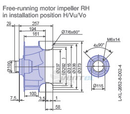 Ziehl-abegg RH35V-4EK.4C.1R габаритные и присоединительные размеры, диаметр, рабочее колесо Ziehl-abegg RH35V-4EK.4C.1R габаритные и присоединительные размеры, диаметр, рабочее колесо