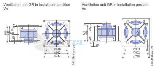 Ziehl-abegg GR56C-ZID.GL.CR 3ф 380V габаритные и присоединительные размеры, диаметр, рабочее колесо Ziehl-abegg GR56C-ZID.GL.CR 3ф 380V габаритные и присоединительные размеры, диаметр, рабочее колесо