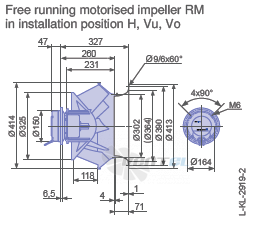 Ziehl-abegg RM40D-6IK.BF.1R габаритные и присоединительные размеры, диаметр, рабочее колесо Ziehl-abegg RM40D-6IK.BF.1R габаритные и присоединительные размеры, диаметр, рабочее колесо