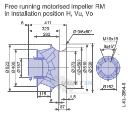 Ziehl-abegg RM50D-4EK.6K.1R габаритные и присоединительные размеры, диаметр, рабочее колесо Ziehl-abegg RM50D-4EK.6K.1R габаритные и присоединительные размеры, диаметр, рабочее колесо