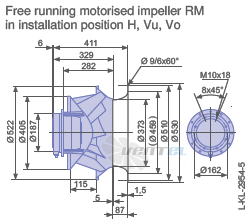 Ziehl-abegg RM50D-VDK.6F.1R габаритные и присоединительные размеры, диаметр, рабочее колесо Ziehl-abegg RM50D-VDK.6F.1R габаритные и присоединительные размеры, диаметр, рабочее колесо