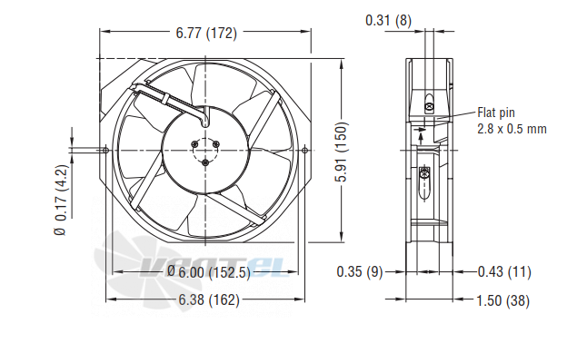 Габаритные размеры Ebmpapst W2E142-BB05-01 Габаритные размеры Ebmpapst W2E142-BB05-01