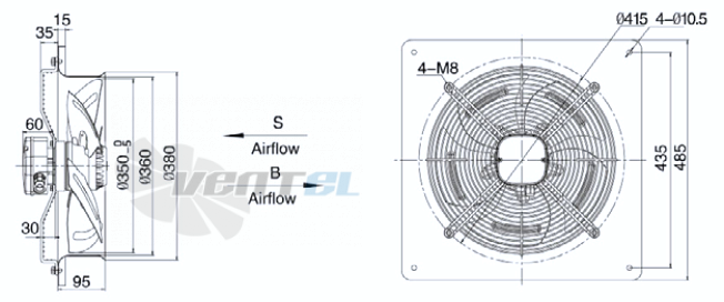 Размеры Weiguang YWF-6D-350-B-102/34-B0