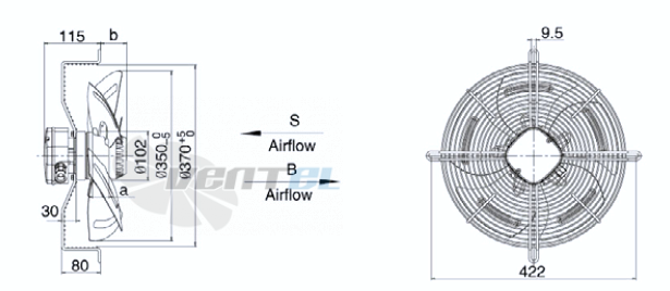 Размеры Weiguang YWF-4D-350-B-102/47-G