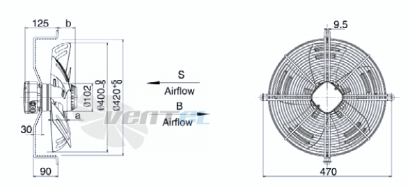 Размеры Weiguang YWF-4D-400-B-102/60-G