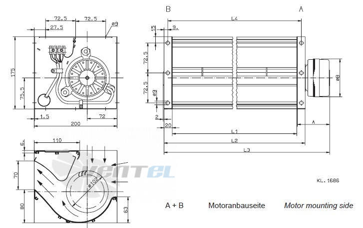 Габаритные размеры QK10A-4EM.B8.CH