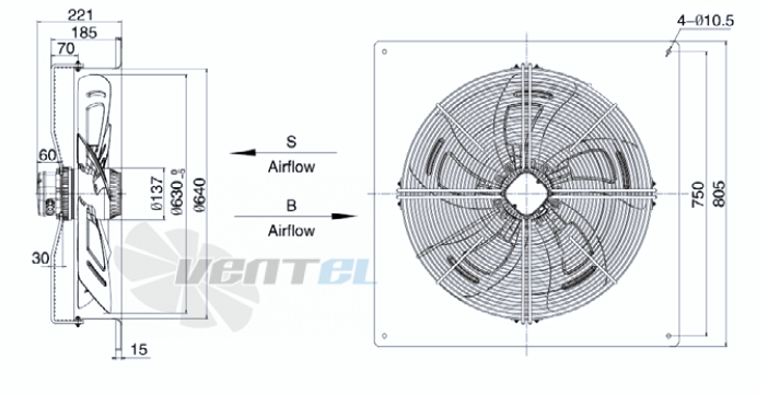 Размеры Weiguang YWF-8D-630-S-137/50-B1