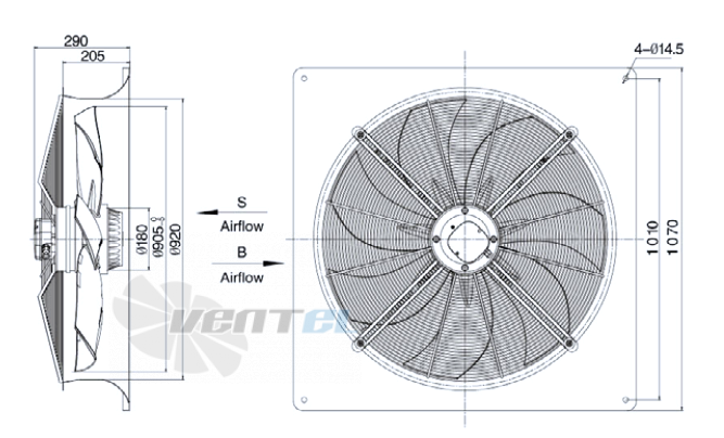 Размеры Weiguang YWF-8D-910-S-180/105-B1