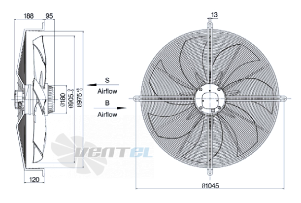 Размеры Weiguang YWF-8D-910-S-180/105-G
