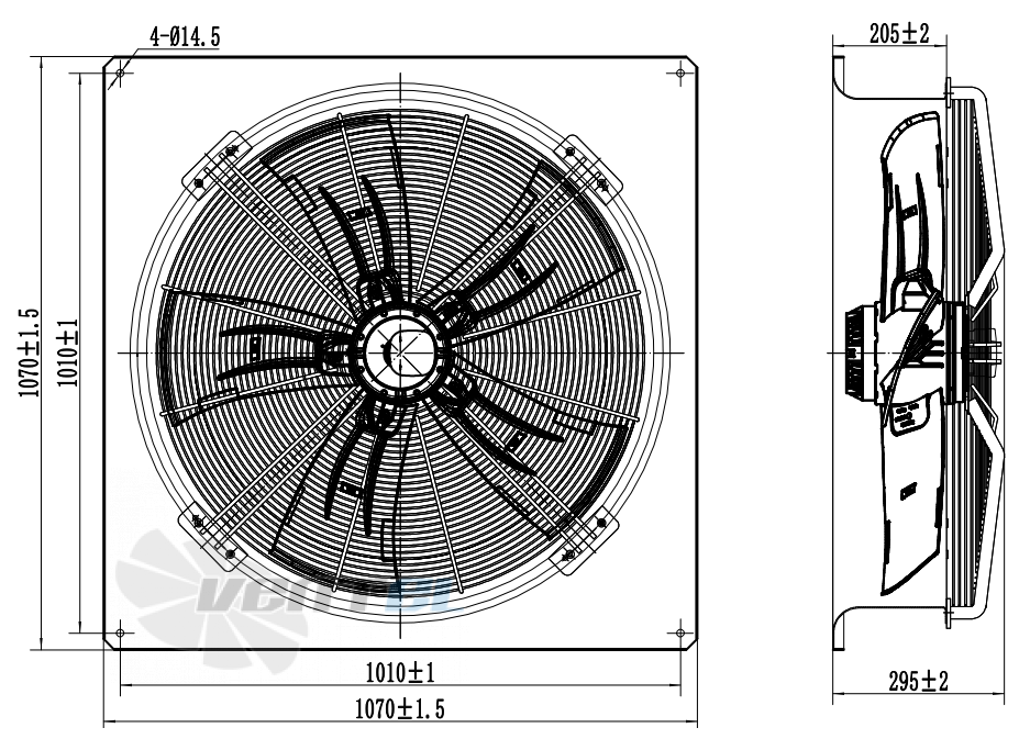 Размеры Weiguang YWF-6D-910-B-180/120-B1