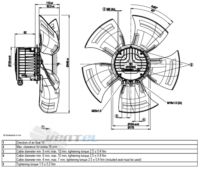 Габаритные размеры A3G450-BL03-H6