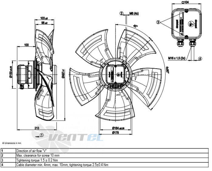 Габаритные размеры A3G500-AD01-58