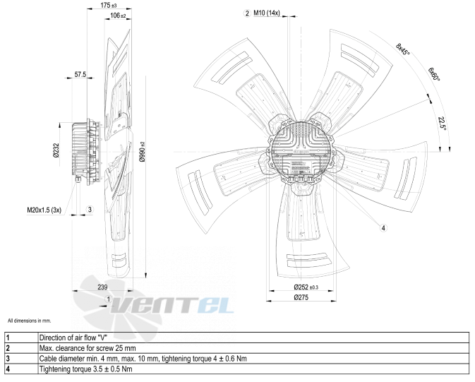 Габаритные размеры A3G990-AY28-01