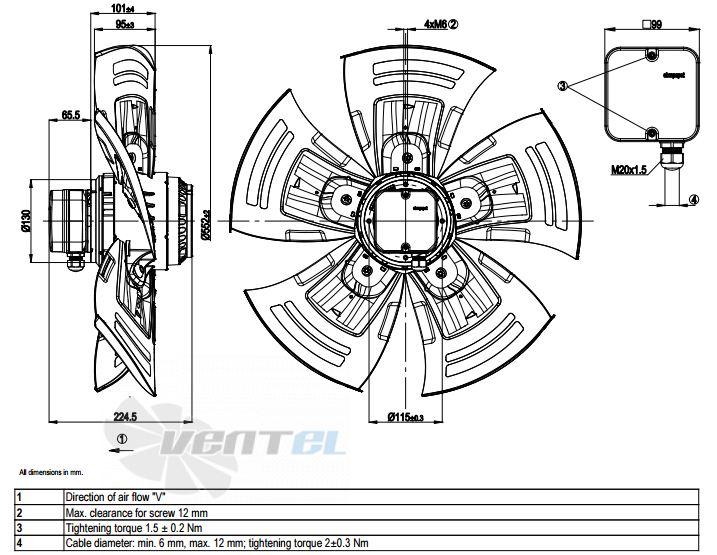 Габаритные размеры A4D560-AR03-03