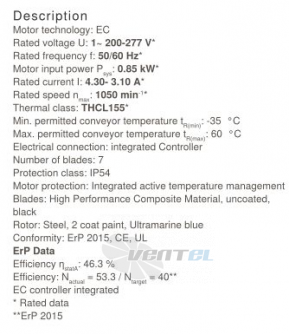 Осевой вентилятор Ziehl-abegg FN063-ZIQ.DG.A7P2 220B