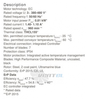 Осевой вентилятор Ziehl-abegg FN071-ZIQ.DG.V7P3 380B 3-фазный