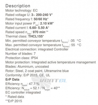 Осевой вентилятор Ziehl-abegg FN080-ZIQ.GG.V7P3 220B