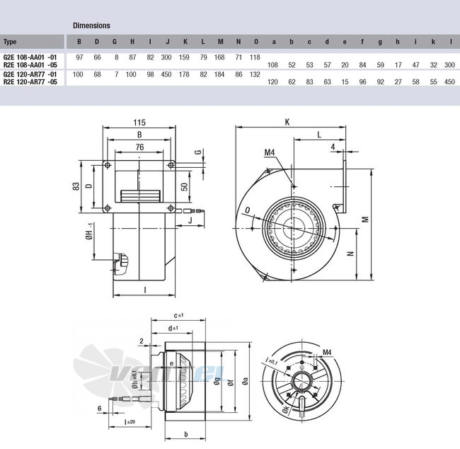 Центробежный вентилятор EBMPAPST G2E108-AA01-01