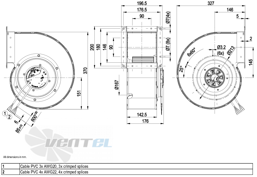 Габаритные размеры Ebmpapst G3G200-BF01-03