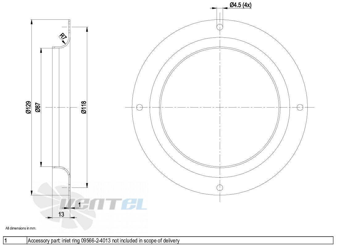 Габаритные размеры Ebmpapst R3G133-RA01-03