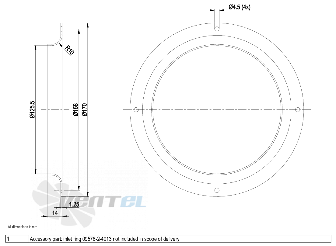 Габаритные размеры Ebmpapst R3G146-AK07-01