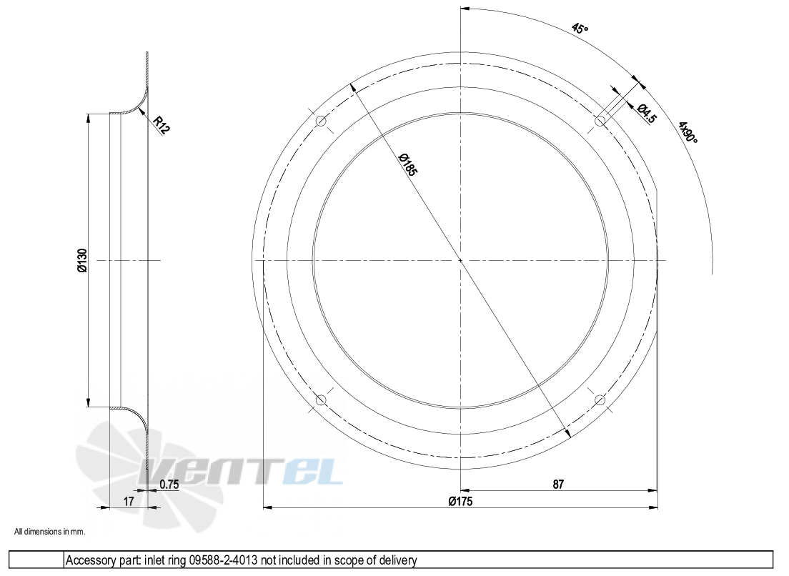 Габаритные размеры Ebmpapst R3G160-AK01-01