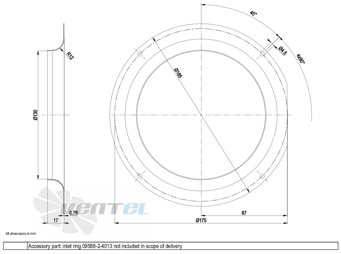 Габаритные размеры Ebmpapst R3G160-AZ09-01