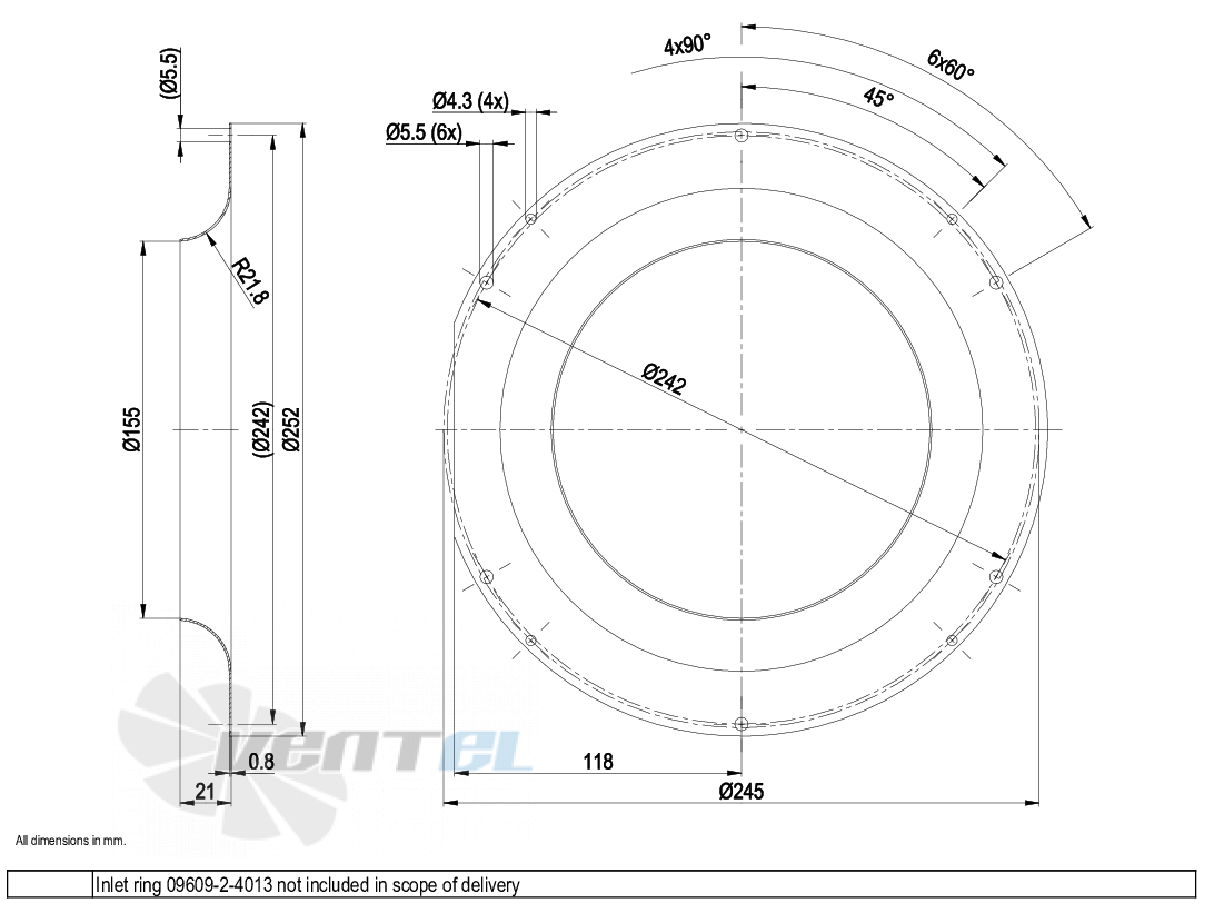 Габаритные размеры Ebmpapst R3G220-RC05-01