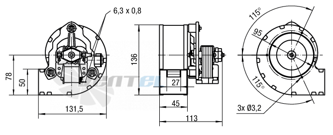Габаритные размеры Ebmpapst RLD85-2700-3020LH