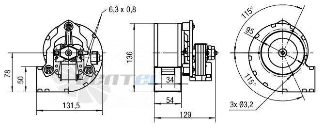 Габаритные размеры Ebmpapst RLD85-3400-3025LH