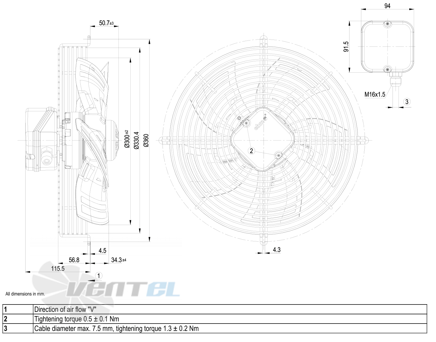 Габаритные размеры S3G300-AL11-50