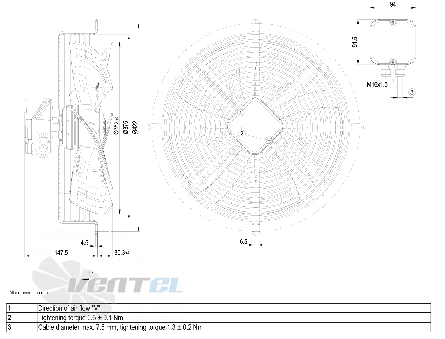 Габаритные размеры S3G350-AG03-52