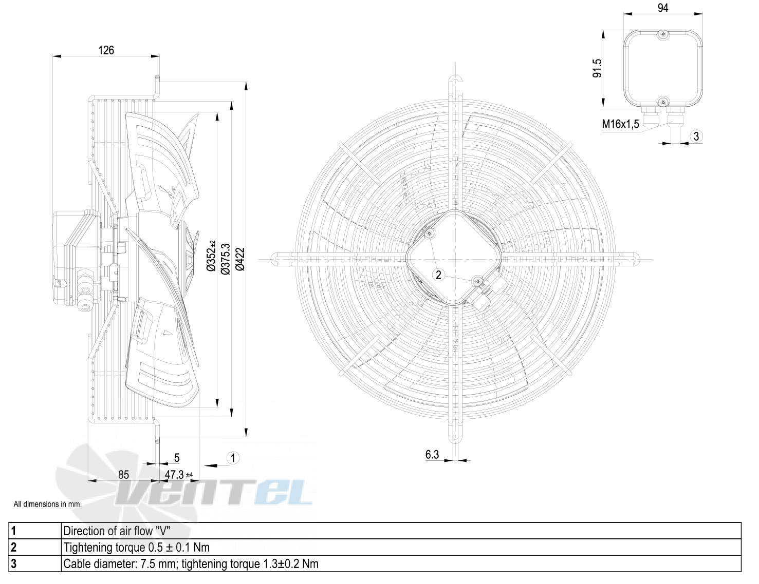 Габаритные размеры S3G350-AN01-52