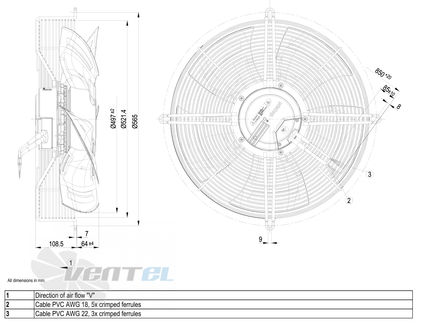Габаритные размеры S3G500-AM56-21