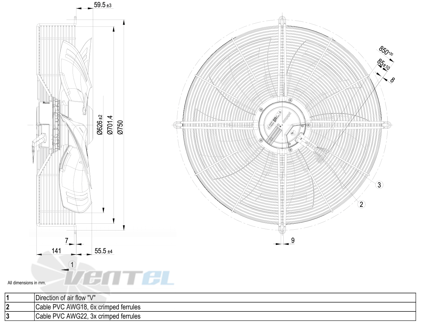 Габаритные размеры S3G630-AR85-01
