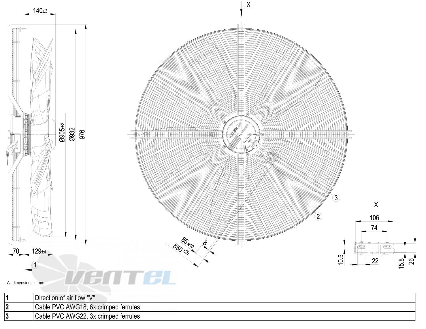 Габаритные размеры S3G910-BO83-01
