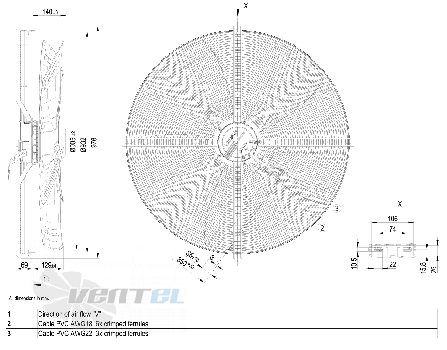 Габаритные размеры S3G910-BO84-21
