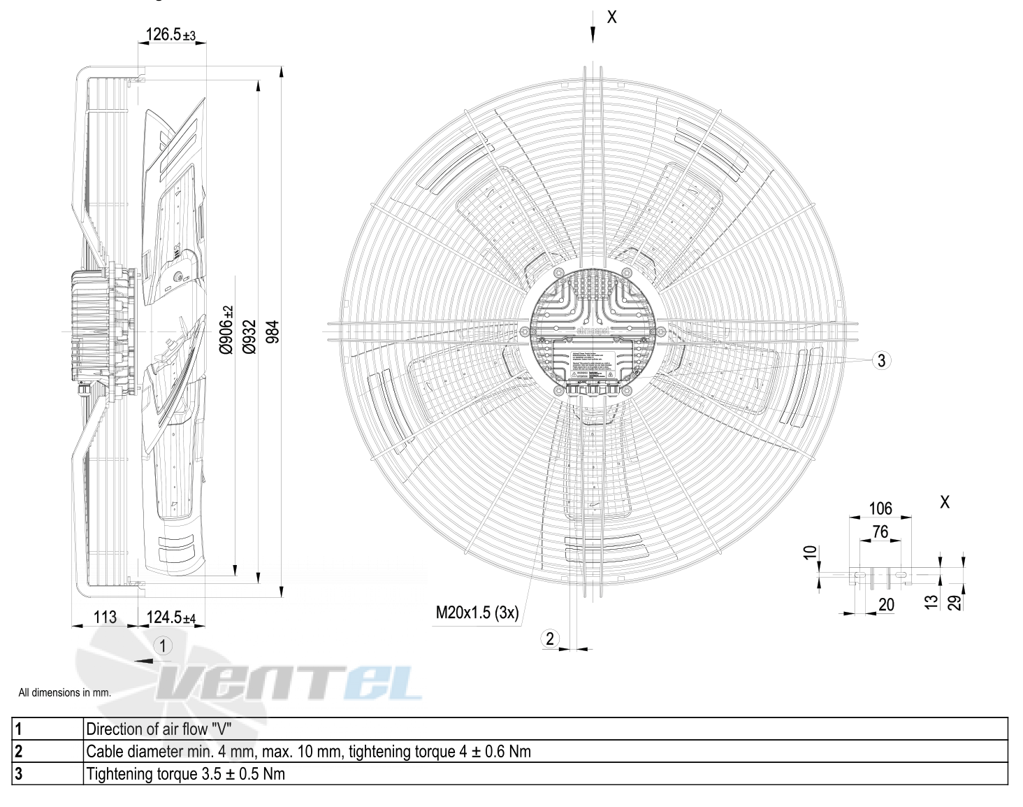 Габаритные размеры S3G910-BU22-01