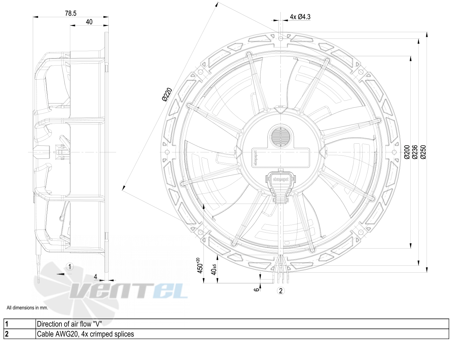 Габаритные размеры W1G200-EF01-01
