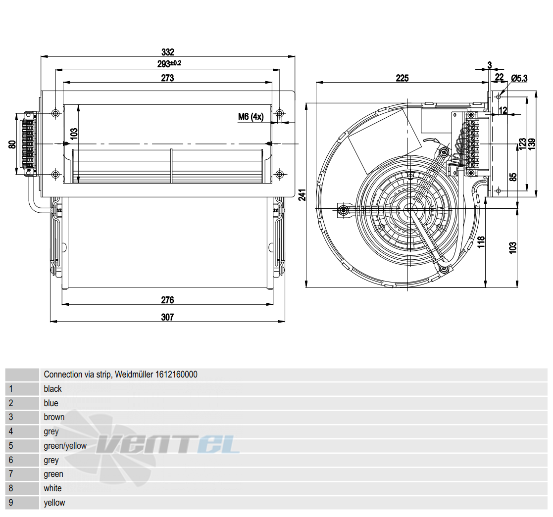 Габаритные размеры Ebmpapst D2D160-BE02-11