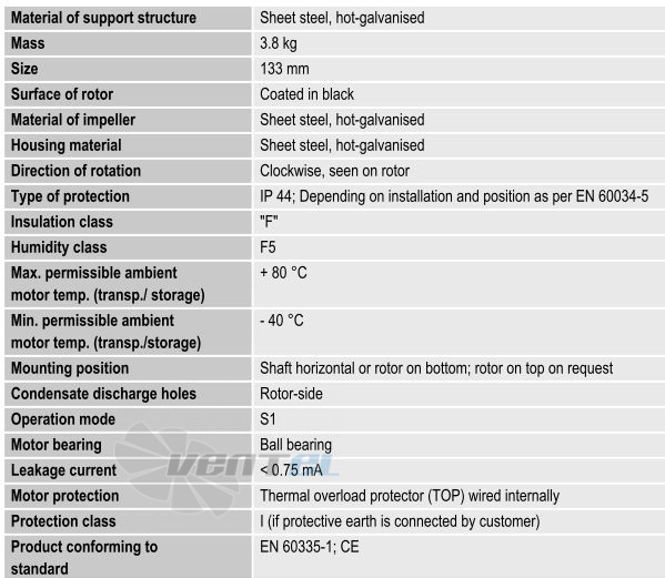Центробежный EBMPAPST D2E133-AM47-A6