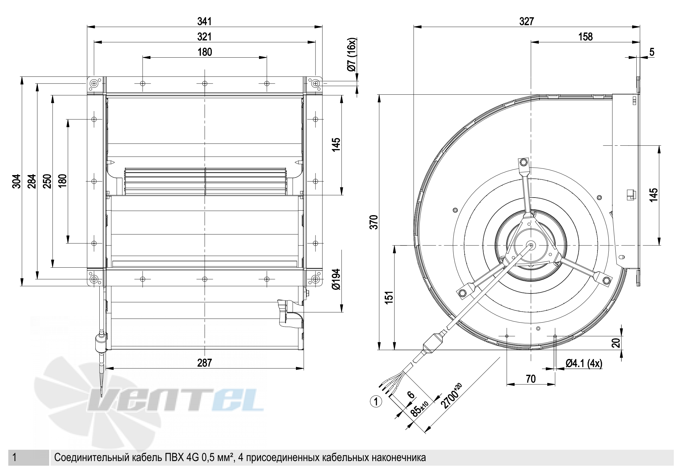 Технические характеристики Ebmpapst D4E225-CC01-32