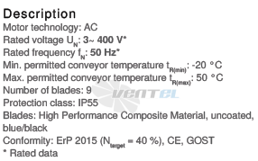 Осевой вентилятор Ziehl-abegg DN40V-4DF.97