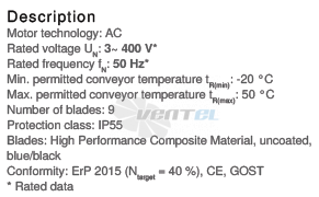 Осевой вентилятор Ziehl-abegg DN63V-4DF.B7