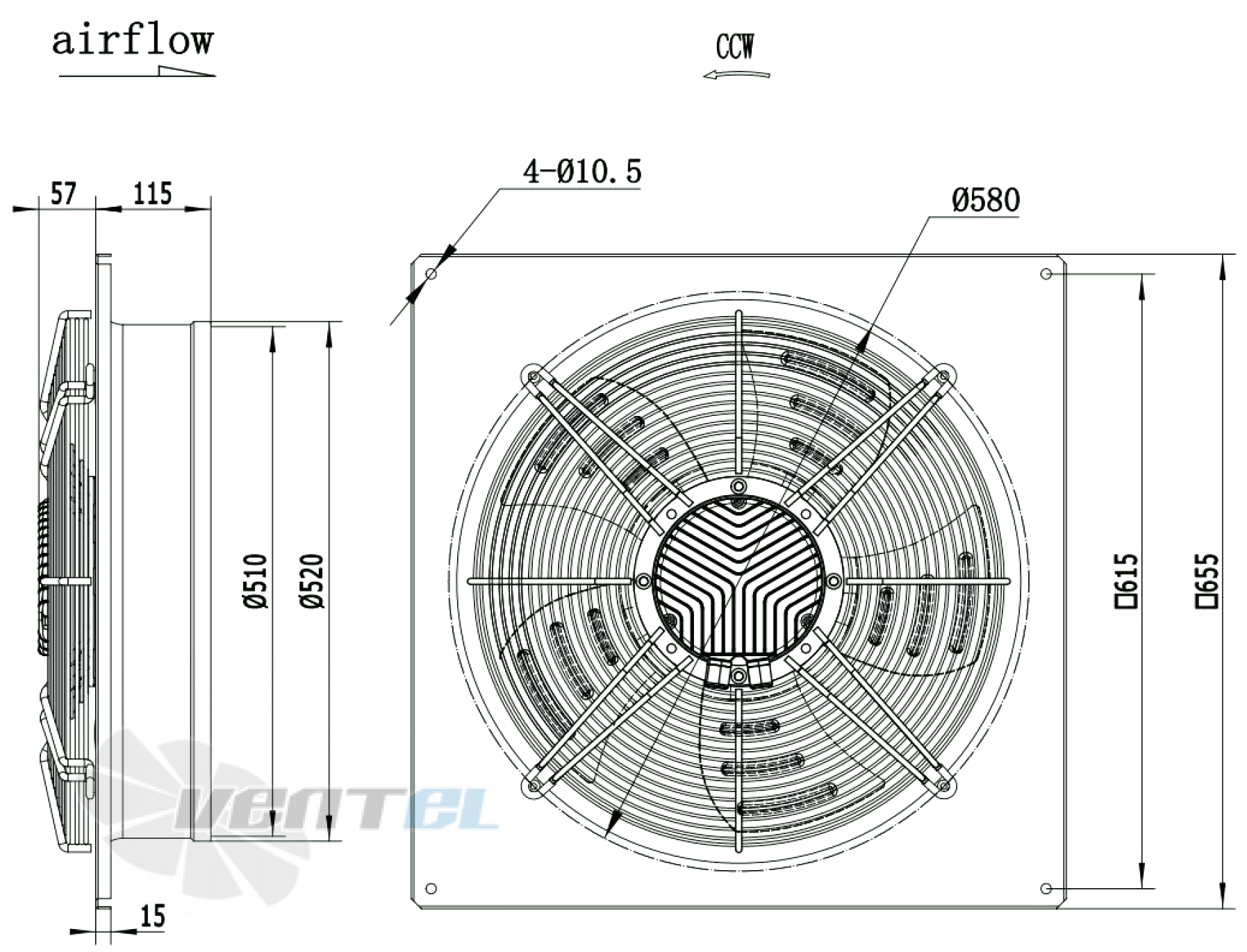 Габаритные размеры Weiguang EC137/40E3G01-AB500/85S1-01-B0