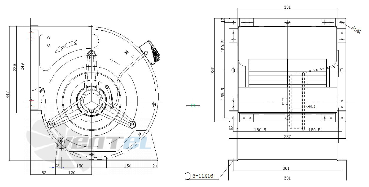 Габаритные размеры Weiguang EC183-18E3G01-FD10-10S1-01