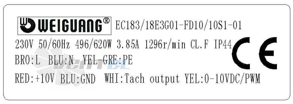 Шильдик Weiguang EC183-18E3G01-FD10-10S1-01