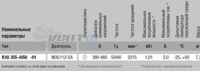 Центробежный R3G355-AI56-01 доставка